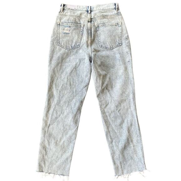 Pacsun Distressed Light Wash Raw Hem High Rise Straight Leg Jeans NWT Size 26 - Picture 2 of 6